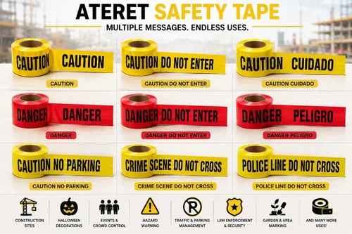 Miniatura 3 de ATERET Cinta de precaución amarilla de alta calidad, paquete de 12 unidades de 3 pulgadas x 1000 pies, cinta de seguridad contra peligros, cinta