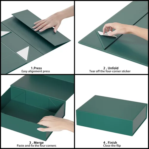 Miniatura 3 de Caja de regalo verde de 11.9 x 8.5 x 3.3 pulgadas con tapa de cierre magnético, caja de regalo para regalos, cajas de regalo de dama de honor, Verde
