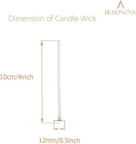 Miniatura 2 de BEADNOVA Mechas de algodón para velas de 4 pulgadas, 150 piezas, mechas cortas para hacer velas para hacer bricolaje