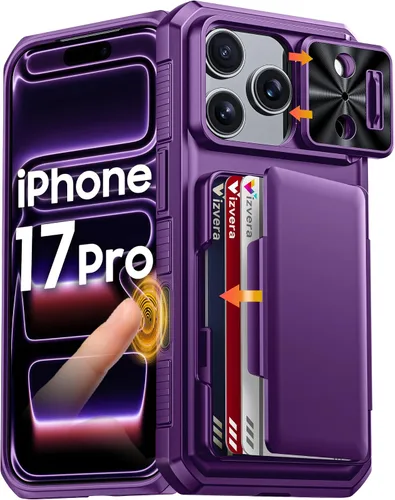 Miniatura 31 de Vizvera para iPhone 16 Pro Max Funda tipo cartera RFID [Soporte para tarjetas][Control de cámara][Cubierta de cámara] Funda protectora de silicona