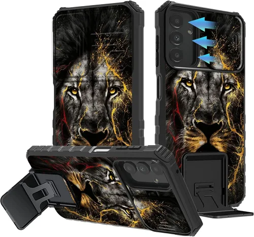 Miniatura 213 de Funda para Samsung Galaxy S22 Ultra 5G, Galaxy S22 Ultra con cubierta de cámara deslizante, funda resistente de doble capa con función atril Black