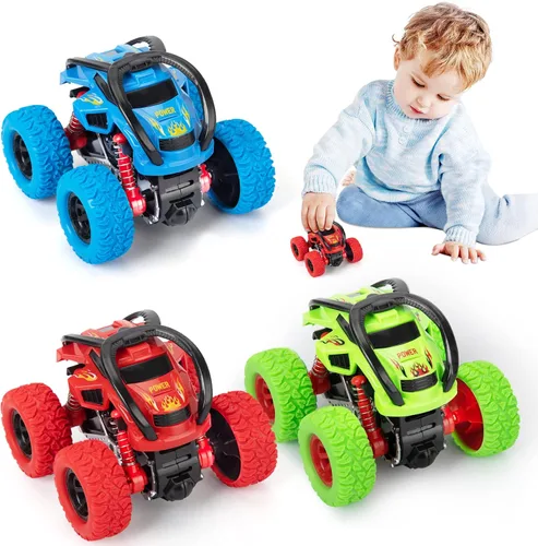 Miniatura 6 de LODBY Camiones Monstruo Juguetes para Niños - Camiones de Empujar y Avanzar para Niños Pequeños, Autos de Carrera para Fiestas Infantiles de 3-5