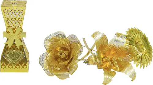 Miniatura 6 de Microworld Rompecabezas de metal 3D, kit de modelos de metal de flores doradas, regalo de bricolaje para adultos, montaje para principiantes