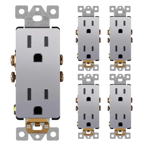Miniatura 11 de LIDER LR15-TR-GD5P - Receptáculo decorativo mate c/tapa frontal intercambiable, tomacorriente a prueba de manipulaciones/niños, autoconexión a Dorado
