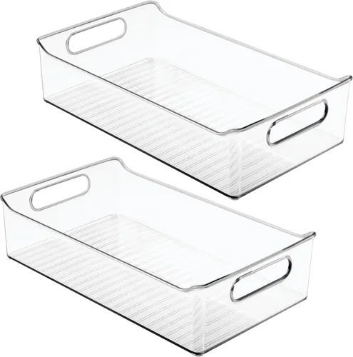 Miniatura 9 de iDesign Organizador de almacenamiento de despensa de plástico con asas, juego de 2, contenedores transparentes