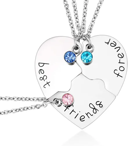 Collar con colgante en forma de corazón con diamantes de imitación para siempre y por siempre, de la marca Best Friend