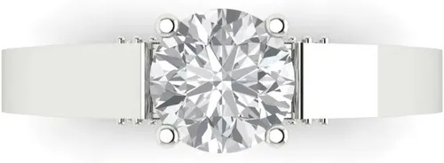 Anillo clásico de 1,50 quilates con circonita de corte redondo brillante de 14 quilates