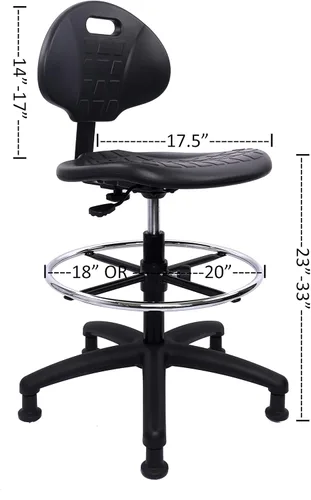 Miniatura 3 de (Taburete de banco alto, deslizadores no enrollables, fáciles de limpiar! Taburete ergonómico de dibujo de poliuretano. Rango de altura del asiento
