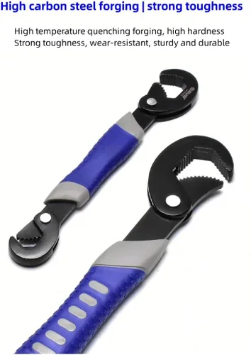 Miniatura 4 de Llave universal de dientes de tres caras, tubo multifuncional y llave ajustable, juego de extremo abierto grande y pequeño (multifuncional)