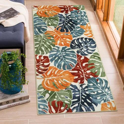 Miniatura 18 de Wonnitar Leaf - Alfombra de cocina de 2x3 pies, alfombra azul pequeña para baño, alfombra decorativa lavable para mesita de noche, planta