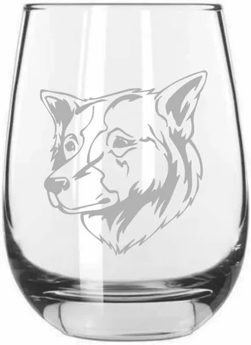 Miniatura 60 de Sakhalin Husky Dog - Copa de vino grabada personalizada de 15.25 onzas sin tallo