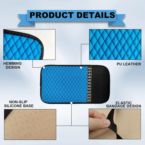 Miniatura 3 de Funda de cuero brillante para consola central de automóvil, protector de consola central de automóvil, alfombrilla de almacenamiento para Azul