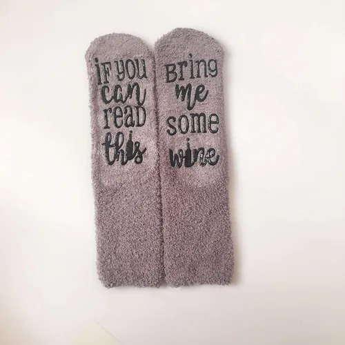 Miniatura 3 de CHANGGER Calcetines unisex con texto en inglés "If You Can Read This Bring Me Some Fuzzy Funny Saying Crew Socks Christmas Unisex Gift