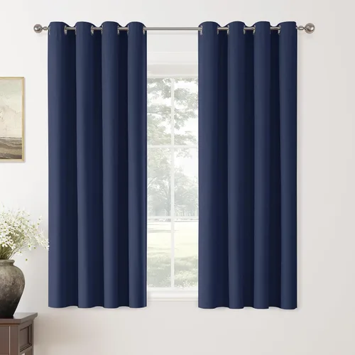 Miniatura 83 de ChrisDowa Cortinas 100% Opacas de Abedul Sólido de 45 Pulgadas de Largo, 2 Paneles para Dormitorio y Sala de Estar, Estilo Granja Oscurecedoras