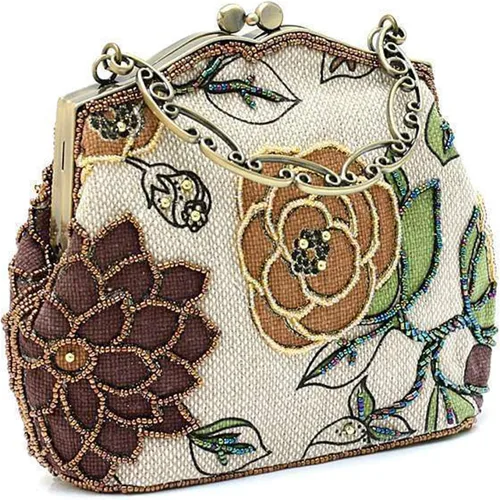 Miniatura 3 de ilishop Bolso de noche con cuentas y estampado vintage de lujo para mujer