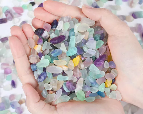 Miniatura 17 de Grava de cristal de cuarzo rosa, piedras trituradas, piedras curativas a granel, piedras naturales pulidas, decoración del hogar, guijarros pequeños