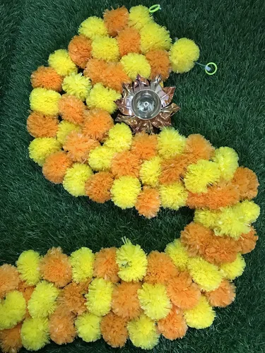 Miniatura 2 de Guirnalda de caléndula de 5 piezas de 5 pies Decoración de manto de fiesta de boda india/americana, guirnaldas de imitación de guirnaldas de boda