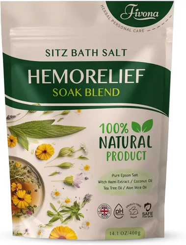 Tratamiento de hemorroides Sitz Bath Salt – Mezcla de remojo natural de sal de Epsom con aceites esenciales, recuperación posparto y alivio de