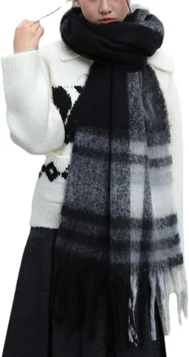 Miniatura 84 de Bufanda grande y gruesa de gran tamaño, esponjosas, de lana grande, gruesa, cálida para invierno