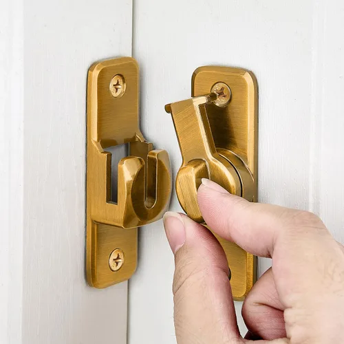 Miniatura 11 de INIRET Paquete de 2 Pestillos de Seguridad Mejorados Plateados con Cierre Abatible - Pestillo de Puerta Deslizante y Batiente de Servicio Pesado