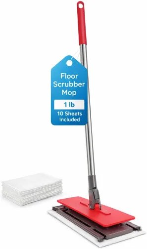 Trapeador Fregasuelos con Fácil Sujeción de Hojas, Incluye 10 Hojas Desechables, Mopplex Limpiador de Trapeador Eficiente para Madera Dura y Todas