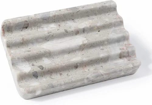 Miniatura 16 de Jabonera de mármol para ducha, soporte de jabón de barra con diseño de ondas de agua, fácil limpieza para fregadero de cocina, baño, bandeja de Agiax