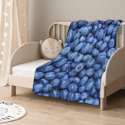 Miniatura 5 de Manta de franela de arándanos para regalo, ultra suave y acogedora, manta de forro polar ligera y mullida, manta de felpa cálida para sofá, cama, 60