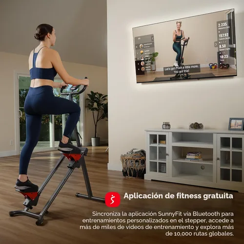Miniatura 4 de Sunny Health & Fitness Stair Stepper & Climber Exercise Equipment for Home Workout, Compact Cardio Training Machine Rojo
