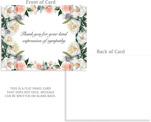 Miniatura 3 de Juego de 20 tarjetas de reconocimiento de condolencias de panel plano, notas de agradecimiento funerarias, incluye sobres (color acuarela oscura)