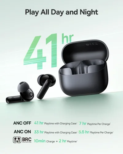 Miniatura 5 de Baseus Bass BP1 NC - Auriculares inalámbricos híbridos con cancelación activa de ruido, controlador Super-Bass de 12mm, 41 horas de reproducción