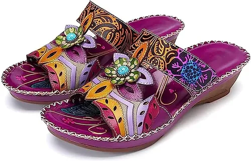 Miniatura 12 de Ladmiple - Sandalias ortopédicas de cuña para mujer, cómodas sandalias ortopédicas para caminar con soporte de arco 2024 Y-Verde