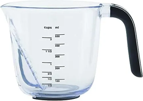 KitchenAid Universal Easy View - Taza medidora en ángulo, tamaño mediano, transparente con mango negro