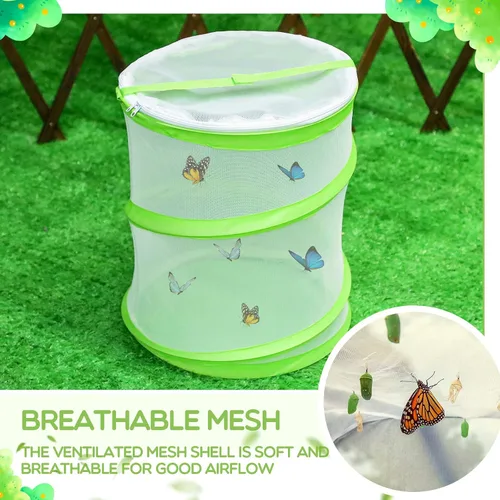 Miniatura 3 de Sherr Paquete de 4 jaulas de hábitat de mariposa de malla transparente, contenedor de hábitat de red de mariposa, terrario desplegable