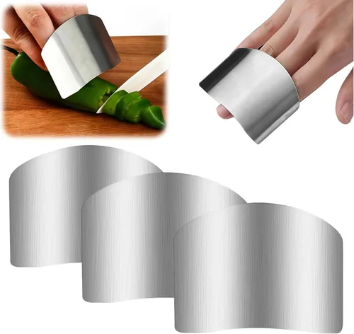 Miniatura 8 de Protector de dedos de acero inoxidable, ajuste universal, protector de dedos ajustable para cortar alimentos, herramienta de corte premium para 2