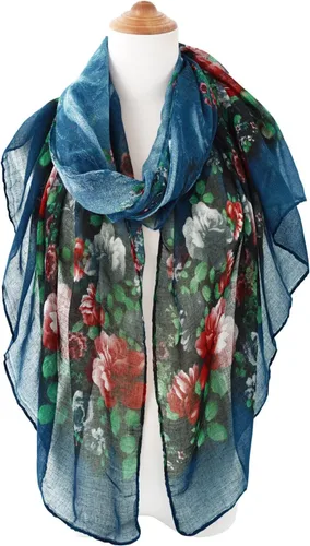 Miniatura 6 de Ligeras mascadas de moda GERINLY con estampados de flores, mascada de algodón para mujer.