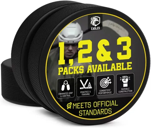 Miniatura 8 de EAGLES Ice Hockey Pucks 1, 2, 3, 6 or 50 Pack High Grade Pucks Official Regulation Weight & Size for Practice & Classic Training - 6 oz Diameter