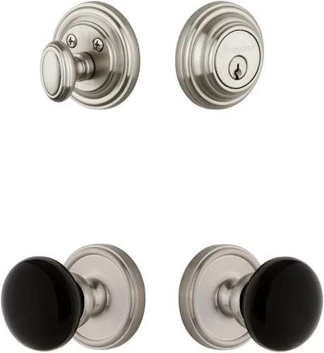 Miniatura 6 de Grandeur Hardware 853368 Georgetown Roseta con perilla Coventry y cerrojo a juego, tamaño del respaldo: 2.375 pulgadas, peltre antiguo