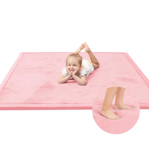 Miniatura 75 de Huloo Sleep - Tapete de juego para bebé, tapete de espuma viscoelástica de 1.3 pulgadas de grosor, terciopelo coral suave, antideslizante, Gris