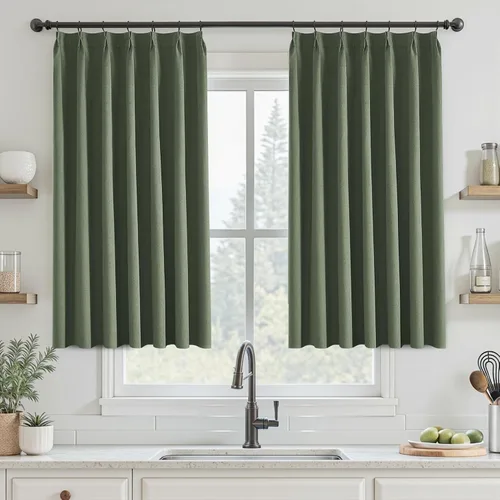 Miniatura 47 de UHITECH Cortinas opacas cortas de 35 pulgadas de largo, plisadas, opacas, para ventanas pequeñas, con aislamiento térmico, cortinas reductoras