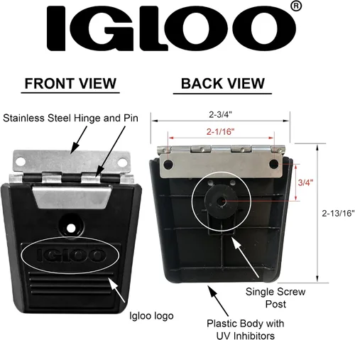 Miniatura 2 de Igloo Cooler Hybrid - Poste y tornillos de acero inoxidable/plástico, paquete de 2, color negro
