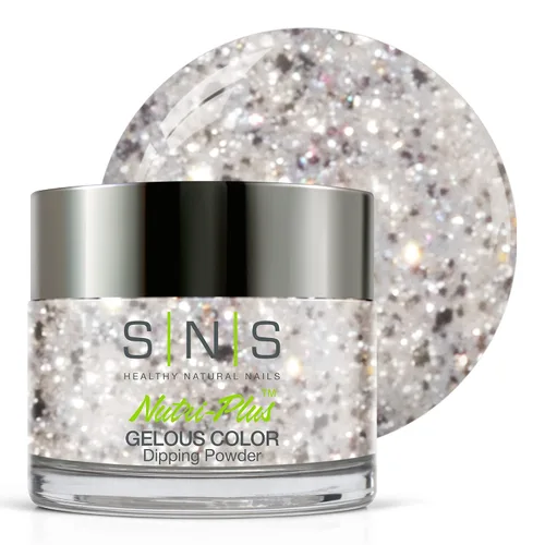 Miniatura 37 de SNS Polvo de inmersión de uñas, polvo de inmersión de color geloso – Alaskan Cruise (gris metálico/plateado, brillante) – Color de uñas de larga