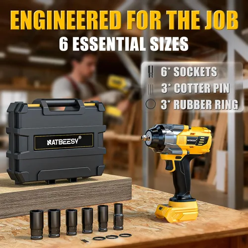 Miniatura 5 de NATBEESY Llave de impacto compatible con batería DeWalt de 20 V: destornillador de impacto de anillo de cerdo de 1/2 pulgada de alto par - Pistola