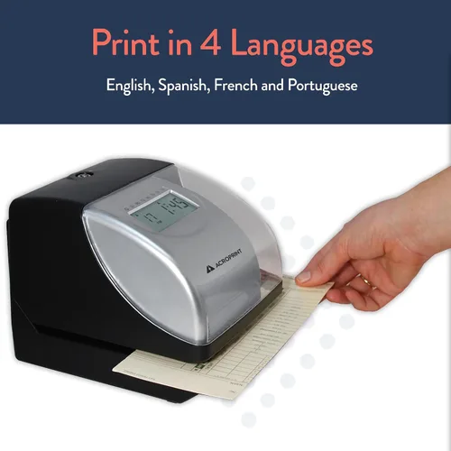 Miniatura 6 de Acroprint Máquina electrónica de reloj de tiempo - Máquina de sellos de tiempo para empleados, ideal para pequeñas empresas, acomoda tarjetas