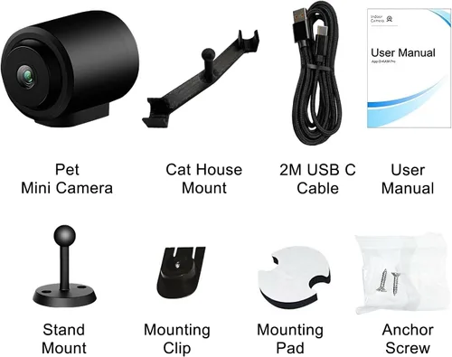 Miniatura 8 de Mini cámara WiFi 2.4G para casa de gato con calefacción (uso enchufable), 1080P HD, visión nocturna, detección de movimiento, ultra gran angular