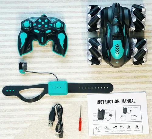 Miniatura 8 de Auto de Acrobacias RC con Detección de Gestos con Luz, 2.4G 4WD Controlado a Mano por Gravedad Auto de Juguete con Control Remoto con Giros de 360°