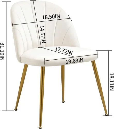Miniatura 3 de Juego de 4 sillas de comedor de terciopelo, modernas sillas de cocina tapizadas de mediados de siglo con patas doradas de metal para sala de estar