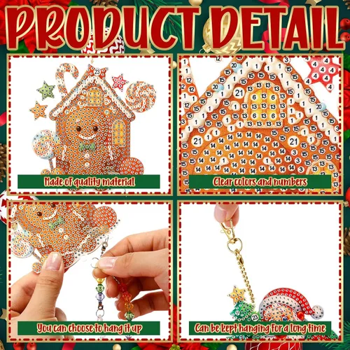 Miniatura 3 de Jetec Juego de 3 piezas de arte de diamantes para pintura, atrapasoles, campanillas de viento, arte de puntos de doble cara, adornos colgantes