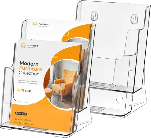 Miniatura 10 de FUCDTEFC Soporte acrílico para folletos de 8.5 x 11 pulgadas y 4 x 9 pulgadas, soporte transparente de 2 niveles para revistas, soporte