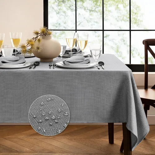 Miniatura 9 de Elrene Home Fashions - Mantel de textura sólida de laurel, resistente al agua y a las manchas, 52 x 70 pulgadas, rectangular, color gris 2-Gris