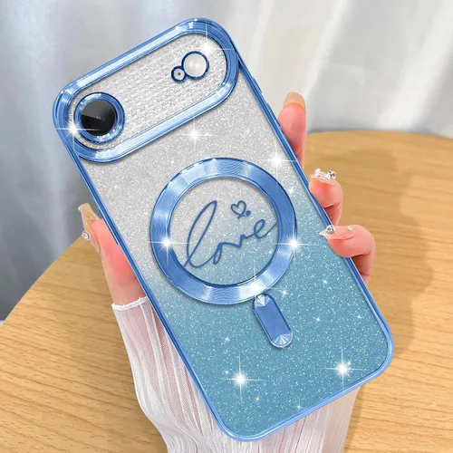 Miniatura 34 de ZIYE Funda Magnética Diseñada para iPhone 11 Funda con Purpurina Plateado de Lujo Corazón de Amor Compatible con MagSafe Funda Transparente